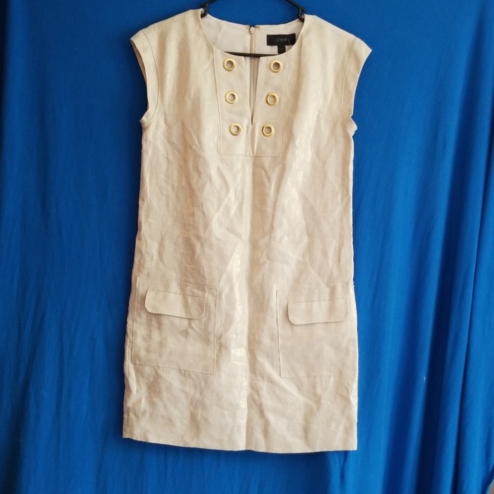 J. Crew gold linen shift dress